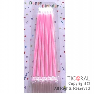 VELA RAYAS ROSAS 13 CM x 6 UNIDADES